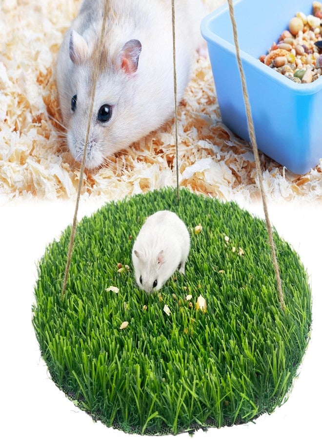 FlidRunest Hamster Foraging Grass Puzzle Hammock Swing, Small Pet Simulation Slow Feeder Mat, Washable Hanging Enrichment Activity for Bunny Guinea Pigs Hedgehog - Image 1